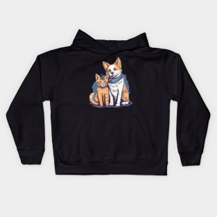 Dog and cat with good relations Kids Hoodie